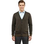 Çizgi Triko Erkek Düğmeli Hırka Cepli Çelik Örgü Klasik Kalıp 5208M BGL-ST04965 - Vizon - 2XL