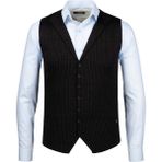 Çizgi Triko Erkek Düğmeli Spor / Klasik Triko Örme Kolsuz Yelek - 5008LS - Siyah - 2XL
