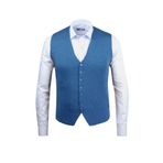 Çizgi Triko Erkek Düğmeli Spor / Regular Triko Örme Kolsuz Mavi Yelek - 4241LS
