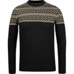 Çizgi Triko Erkek Kaba Örgü Sıfır Yaka Triko Kazak Desenli Kol ve Bel Lastikli Çelik Örgü Regular Kalıp - 5022C - Siyah - XL