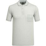 Çizgi Triko Erkek Polo Yaka Kısa Kollu Düğmeli Cepli Açık Gri Tişört Klasik Kalıp - 5301 - 2XL