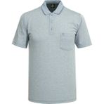 Çizgi Triko Erkek Polo Yaka Kısa Kollu Düğmeli Cepli Mavi Tişört Klasik Kalıp - 5301 - 2XL