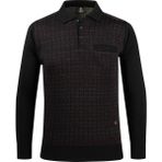 Çizgi Triko Erkek Polo Yaka Triko Kazak Desenli Kol ve Bel Lastikli Çelik Örgü Klasik Kalıp - 5002F - Siyah - XL