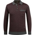 Çizgi Triko Erkek Polo Yaka Triko Kazak Desenli Kol ve Bel Lastikli Çelik Örgü Klasik Kalıp - 5005FA - Antrasit - 3XL