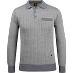 Çizgi Triko Erkek Polo Yaka Triko Kazak Desenli Kol ve Bel Lastikli Çelik Örgü Klasik Kalıp - 5005FA - Gri - 3XL