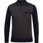 Çizgi Triko Erkek Polo Yaka Triko Kazak Desenli Kol ve Bel Lastikli Çelik Örgü Klasik Kalıp - 5007FA - Lacivert - 2XL