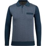 Çizgi Triko Erkek Polo Yaka Triko Kazak Desenli Kol ve Bel Lastikli Çelik Örgü Klasik Kalıp - 5007FA - Petrol - XL