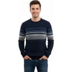 Çizgi Triko Erkek Sıfır Yaka Kazak Selanik Örgü Klasik Kalıp 5245C BGL-ST04860 - Lacivert - 2XL