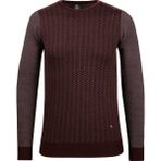 Çizgi Triko Erkek Sıfır Yaka Triko Kazak Desenli Kol ve Bel Lastikli Çelik Örgü Klasik Kalıp - 5010C - Bordo - XL
