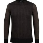 Çizgi Triko Erkek Sıfır Yaka Triko Kazak Desenli Kol ve Bel Lastikli Çelik Örgü Klasik Kalıp - 5010C - Siyah - 2XL