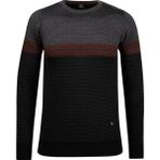 Çizgi Triko Erkek Sıfır Yaka Triko Kazak Desenli Kol ve Bel Lastikli Çelik Örgü Regular Kalıp - 5009C - Siyah - 2XL