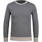 Çizgi Triko Erkek Sıfır Yaka Triko Kazak Desenli Kol ve Bel Lastikli Çelik Örgü Regular Kalıp - 5013C - Taş - 2XL