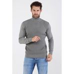 Çizgi Triko Erkek Tam Balıkçı Yaka Pamuklu Triko Kazak 4669E Gri - 2XL