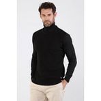 Çizgi Triko Erkek Tam Balıkçı Yaka Pamuklu Triko Kazak 4669E Siyah - XL