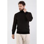 Çizgi Triko Erkek Tam Balıkçı Yaka Triko Kazak 4604E Siyah - 2XL