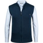 Çizgi Triko Erkek Triko Yelek Fermuarlı Cepli Çelik Örgü Triko Klasik Kalıp - 4241J - 2XL - Petrol