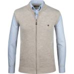 Çizgi Triko Erkek Triko Yelek Fermuarlı Cepli Çelik Örgü Triko Klasik Kalıp - 4241J - 2XL - Taş
