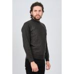 Çizgi Triko Erkek Yarım Balıkçı Çizgi Desenli Kazak 42564234 Koyu Gri - 2XL