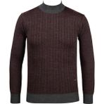 Çizgi Triko Erkek Yarım Balıkçı Yaka Triko Kazak Desenli Kol ve Bel Lastikli Çelik Örgü Klasik Kalıp - 5005B - XL - Antrasit