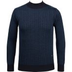 Çizgi Triko Erkek Yarım Balıkçı Yaka Triko Kazak Desenli Kol ve Bel Lastikli Çelik Örgü Klasik Kalıp - 5005B - XL - Lacivert
