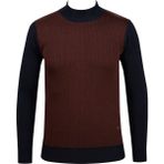 Çizgi Triko Erkek Yarım Balıkçı Yaka Triko Kazak Desenli Kol ve Bel Lastikli Çelik Örgü Klasik Kalıp - 5014B - Lacivert - XL