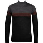 Çizgi Triko Erkek Yarım Balıkçı Yaka Triko Kazak Desenli Kol ve Bel Lastikli Çelik Örgü Regular Kalıp - 5009B - Siyah - 2XL