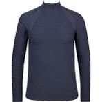 Çizgi Triko Erkek Yarım Balıkçı Yaka Triko Kazak Desenli Kol ve Bel Lastikli Çelik Örgü Regular Kalıp - 5021B - Lacivert - 3XL