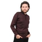 Çizgi Triko Polo Yaka Desenli Kazak, M, 80425202144216, BORDO, Erkek