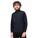 Çizgi Triko Yarım Balıkçı Yaka Desenli Kazak, L, 80425202164229, AÇIK LACİVERT, Erkek