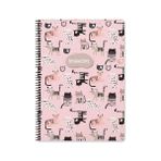 Çizgili 16X22 cm 80 Yaprak Karton Kapak Telli Defter 60 Gram Beyaz Sayfa Animal Friends - --
