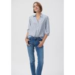 Çizgili Beyaz Bluz 122400-83979 Mavi-83979 XS