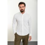 Çizgili Beyaz Slim Fit Uzun Kollu Gofre Erkek Gömlek - 2XL