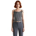 Çizgili Denim Crop Bluz Rahat Şık ve Yazlık Fitted Model Kullanım Seçkin Malzeme_Koyu Mavi-XS