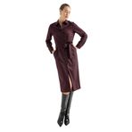 Çizgili Gömlek Elbise (Bordo, 44)
