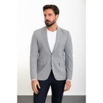 Çizgili Gri Slim Fit Mono Yaka Erkek Ceket - 46