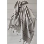Çizgili Havlu Peştemal 90X170CM - Yumuşak Plaj Havlusu- %100 Pamuk Açık Gri - 90 x 170 cm
