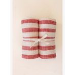 Çizgili İnce Müslin Bebek Örtüsü 2'li Set 80x80 cm Kırmızı