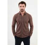 Çizgili Kamel Slim Fit Yün Erkek Gömlek