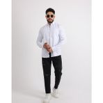 Çizgili Keten Casual Modern Tasarım Erkek Gömlek - XL - Buz - Mavi