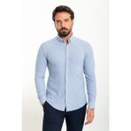 Çizgili Mavi Slim Fit Erkek Gömlek - 2XL