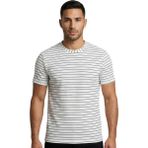 Çizgili O Yaka Trender Erkek T-Shirt Ottoban Beyaz - 2XL