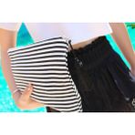 Çizgili Outdor Püsküllü Bez Clutch El Çantası - Siyah - Beyaz