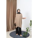 Çizgili Penye Tunik - Camel - Standart