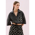 Çizgili Poplin Gömlek Siyah-Beyaz Y2513513_0856 - Siyah - Beyaz - 38