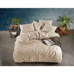 Çizgili Saten Çift Kişilik Nevresim Takımı - Cappuccino - 200 x 220 cm