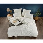 Çizgili Saten Çift Kişilik Nevresim Takımı - Krem - 200 x 220 cm