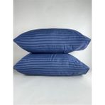 Çizgili Saten Indigo Mavi 2 Adet 50X70 Yastık Kılıfı - 50 x 70