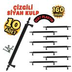Çizgili Siyah Plastik Mobilya Kulpu 160MM – 10’lu