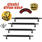 Çizgili Siyah Plastik Mobilya Kulpu 160MM – 4’lü