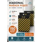 Çizgili Siyah Poşet (No 2) 150 Adet 26X38 cm Takviyeli Diagonal Poşet Mağaza Poşeti